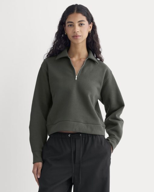 Luxe Fleece Zip Polo | Washed Black