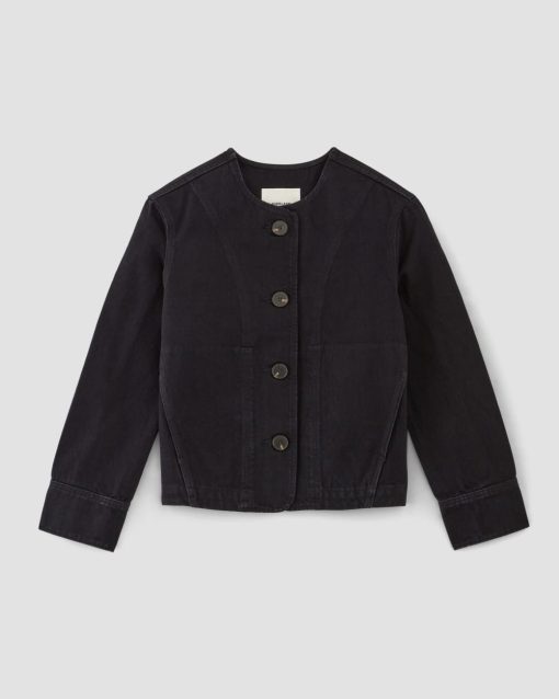 Alternative view of The Denim Barrel Jacket | Black