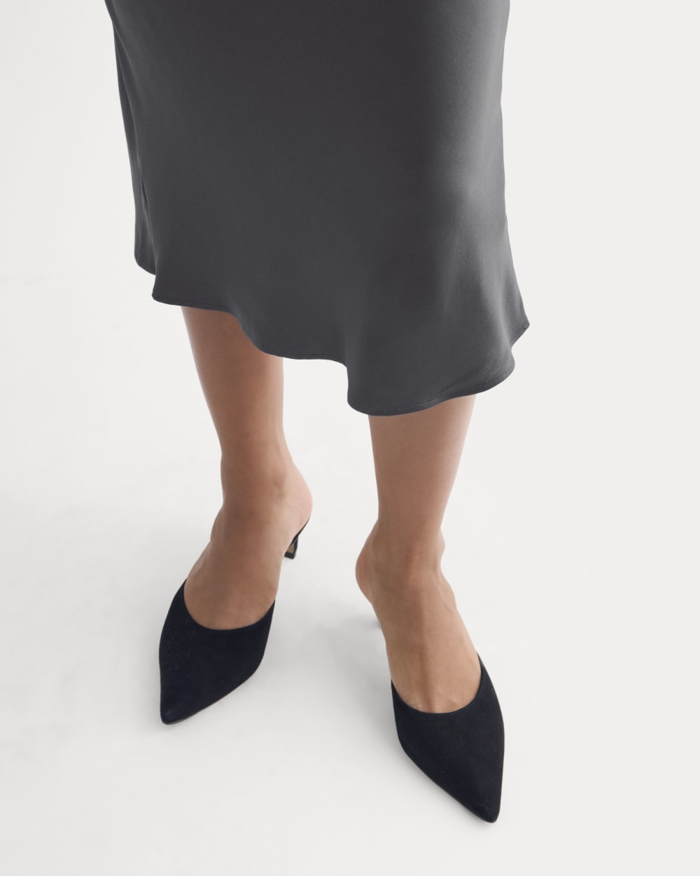 Slip Skirt in Silk Charmeuse | Graphite - Image 4
