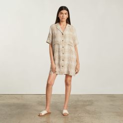 Alternative view of The Linen Workwear Dress | Iced Coffee Grid