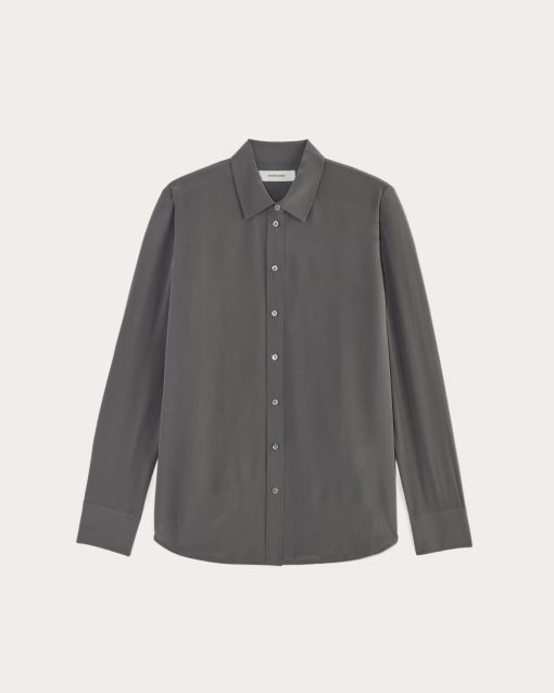 Alternative view of The Must-Have Shirt in Washable Silk | Graphite