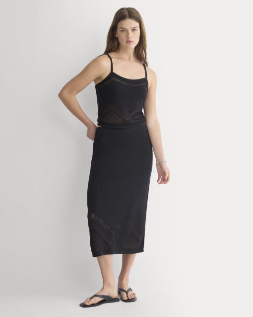 Lace-Knit Maxi Skirt | Black