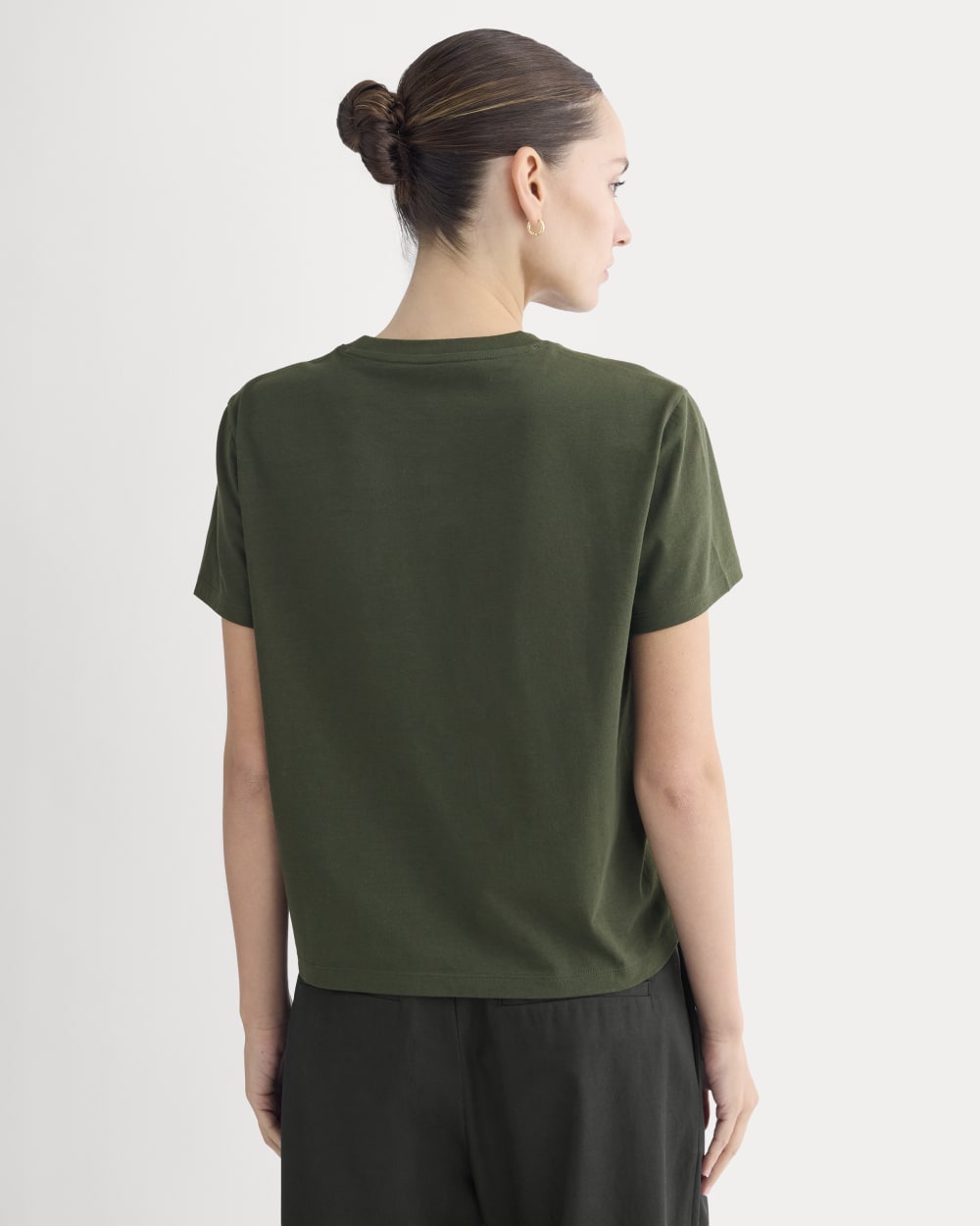 The Box-Cut Tee in Essential Cotton | Dark Green | No Pocket - Image 4