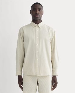 The Seersucker Long-Sleeve Shirt | Trench Coat Khaki / Natural