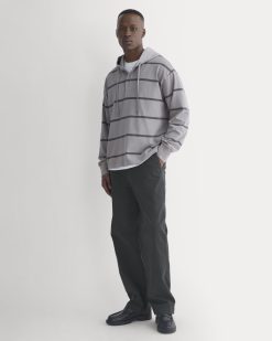 Alternative view of Vintage Rugby Hoodie | Overdye Charcoal Gray Stripe