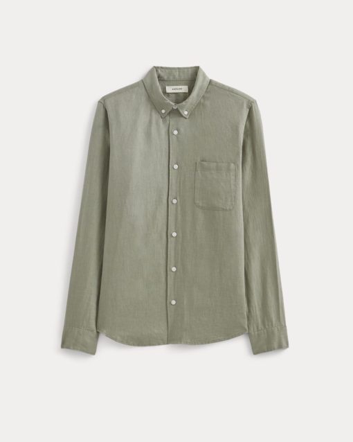 Alternative view of The Classic Shirt in Linen | Sage Green