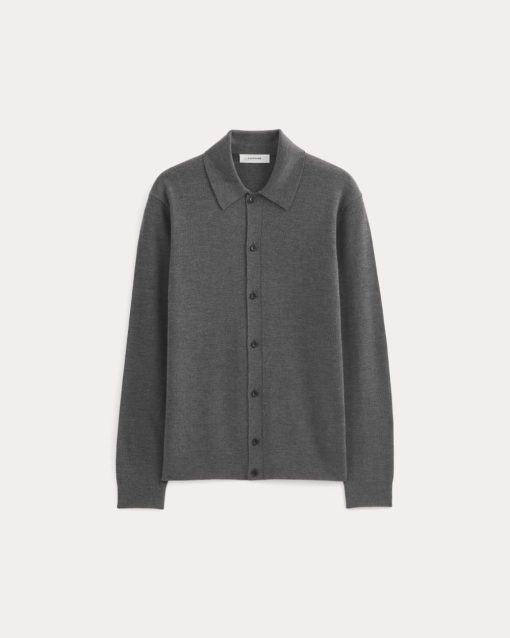 Alternative view of Ultrasoft Button-Down Sweater | Heather Mid Charcoal