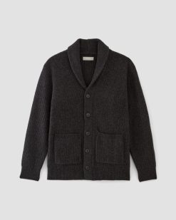 Alternative view of The Felted Merino Shawl Collar Cardigan | Charcoal