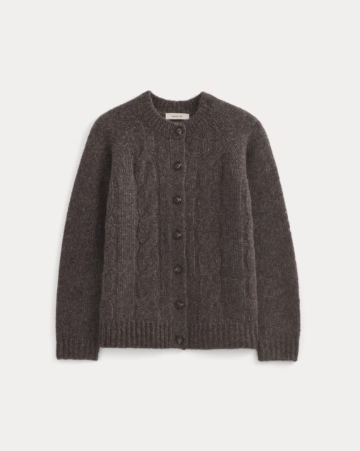 Alternative view of Cloud Cable Cardigan | Heathered Burgundy