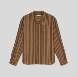Alternative view of The Relaxed Linen Long-Sleeve Shirt | Toasted Coconut / Black