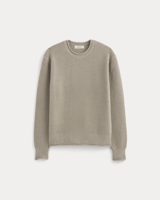 Alternative view of Waffle Rollneck Crew in Everyday Cotton | Heathered Oatmeal