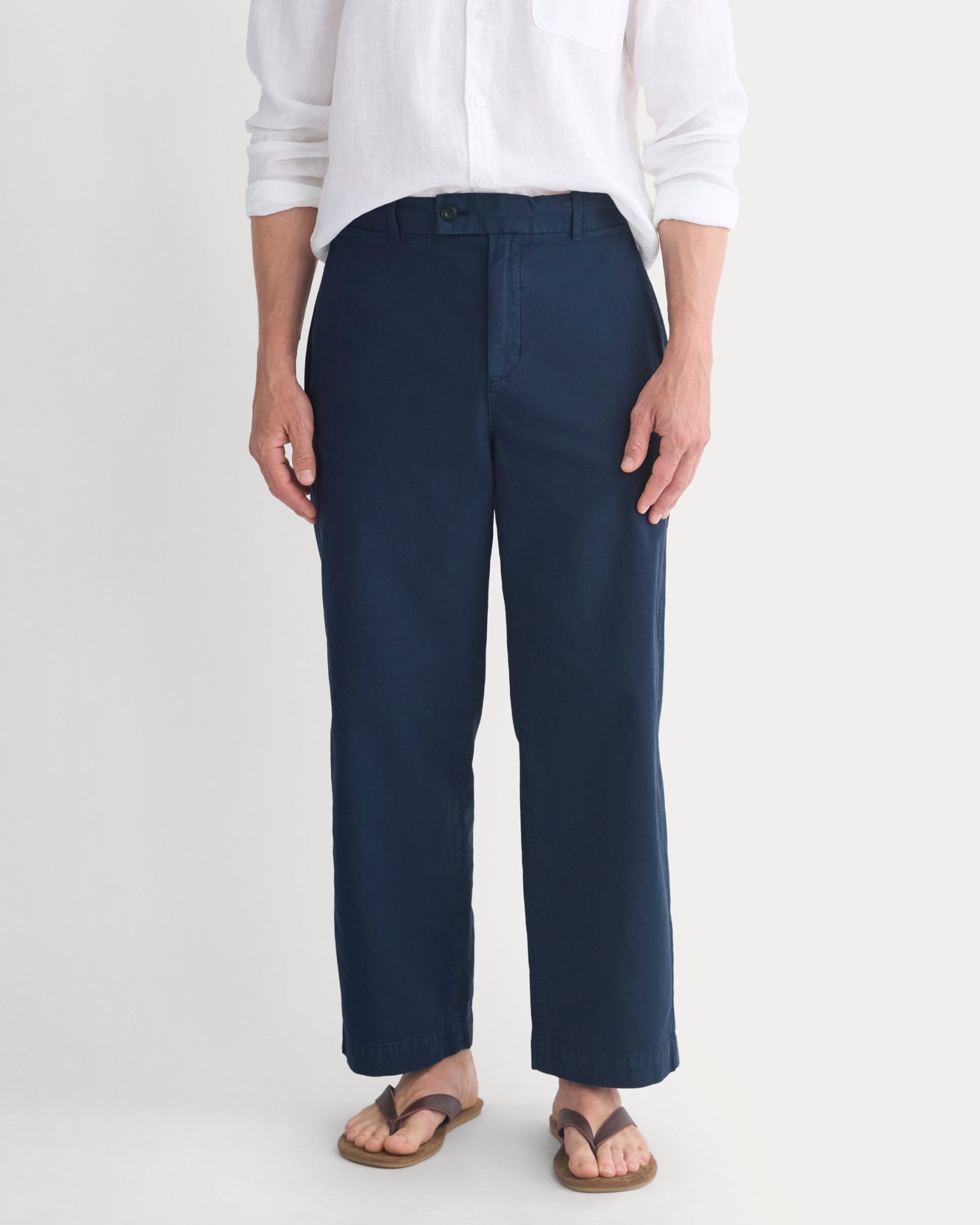 Cropped Slub Trouser | Deep Navy - Image 3