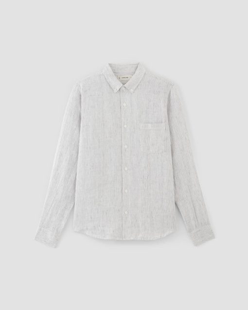 Alternative view of The Classic Shirt in Linen | White / Black