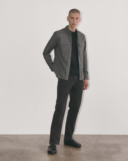 Alternative view of The Brushed Flannel Shirt | Heathered Graphite