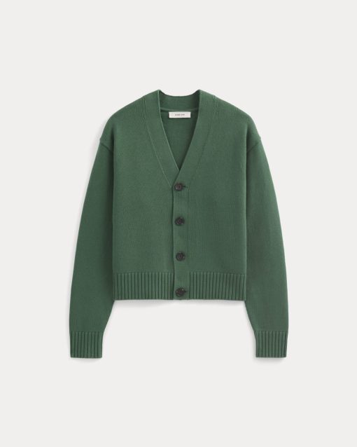 Alternative view of Cropped Cardigan in Everyday Cotton | Hunter Green