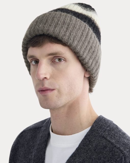 Alternative view of Plush Alpaca Beanie | Mid Grey Heather/Black/Bone
