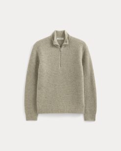Alternative view of The Felted Merino Half-Zip Sweater | Heather Gravel Donegal