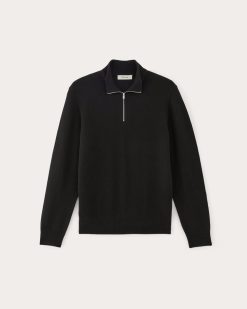 Alternative view of The Quarter-Zip in Cashmere |  Black