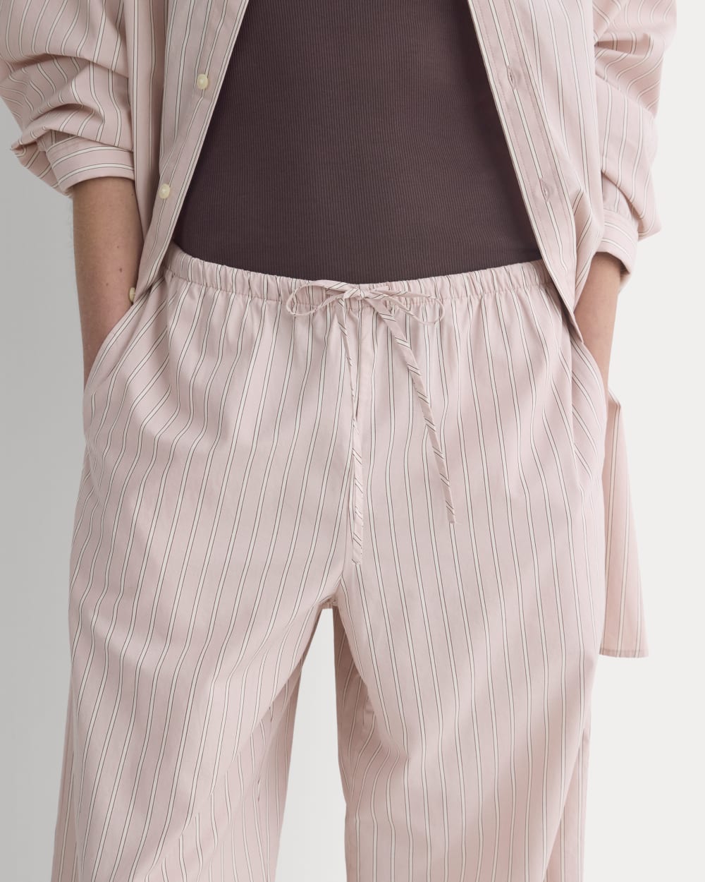 Wide-Leg Drawstring Pant in Washed Poplin | Burnished Lilac/Gardenia - Image 4