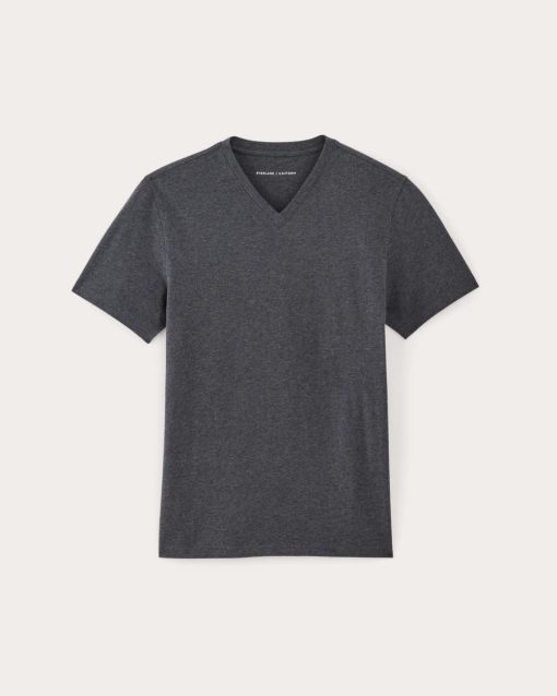 Alternative view of The Essential Organic V-Neck Tee | Heather Deep Navy