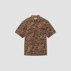 Alternative view of The Poplin Short-Sleeve Shirt | Tiger Stripe Toasted Coconut