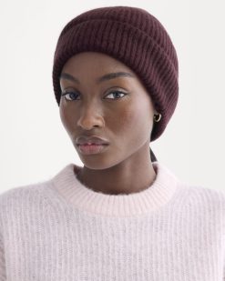 Alternative view of The Cashmere Ribbed Beanie | Wine