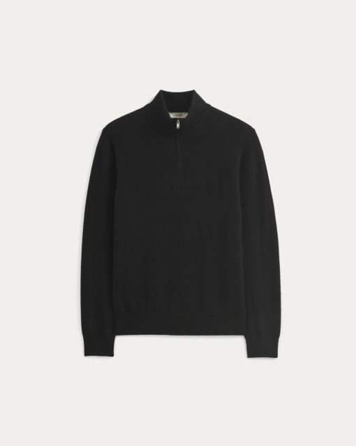 Alternative view of Cashmere Quarter Zip Sweater |  Black