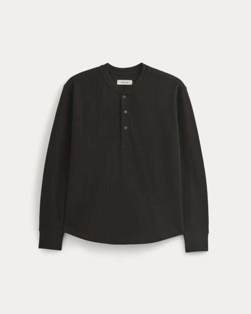 Alternative view of Thermal Henley in Cozy Waffle | Black