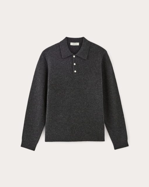 Alternative view of The Classic Polo in Luxe Merino | Charcoal