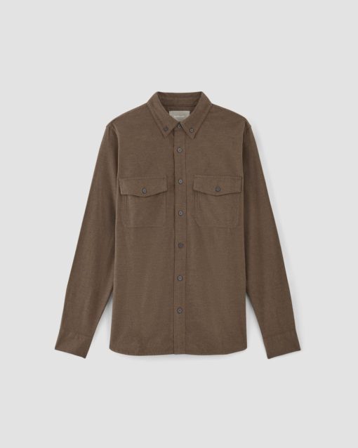 Alternative view of The Brushed Flannel Shirt | Heathered Cocoa Brown