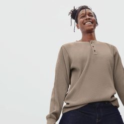 Alternative view of The Waffle Long-Sleeve Henley Tee | Burnt Sugar