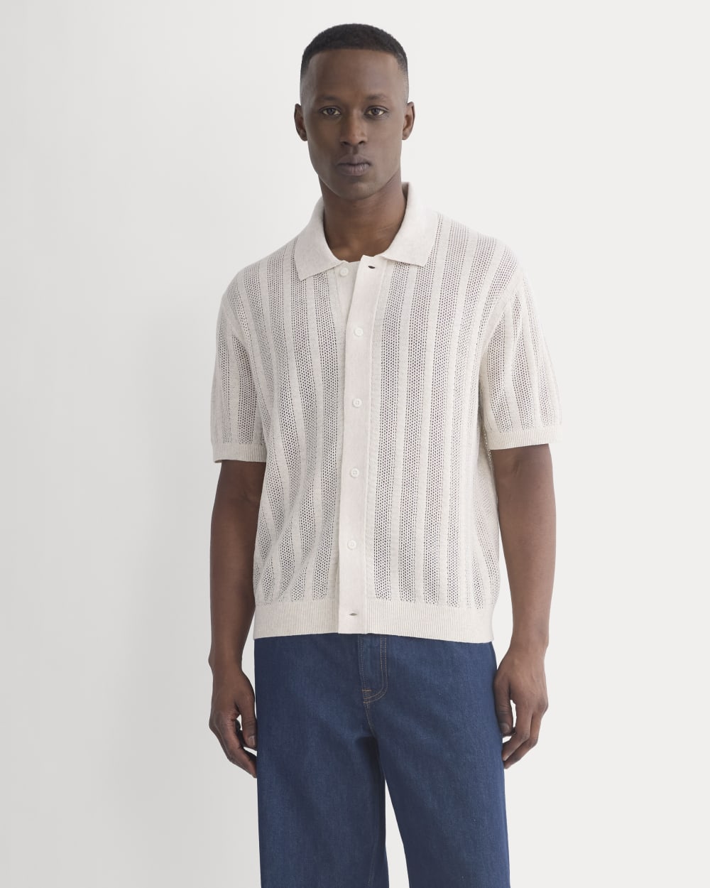 Textured Knit Resort Shirt | Heathered Oat