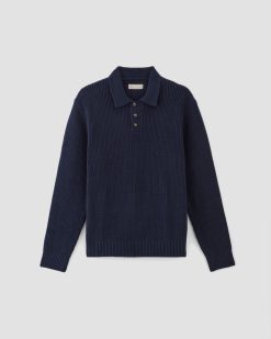Alternative view of The Cotton Chunky Rib Polo | Navy