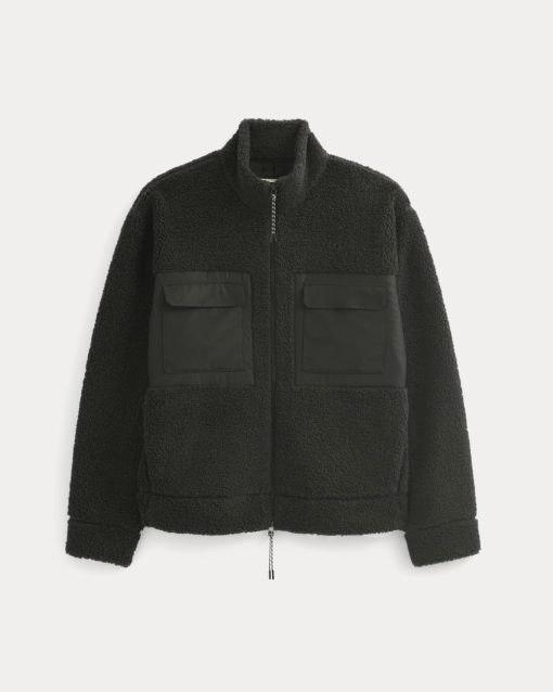 Alternative view of ReTrack Fleece Zip-Up | Black