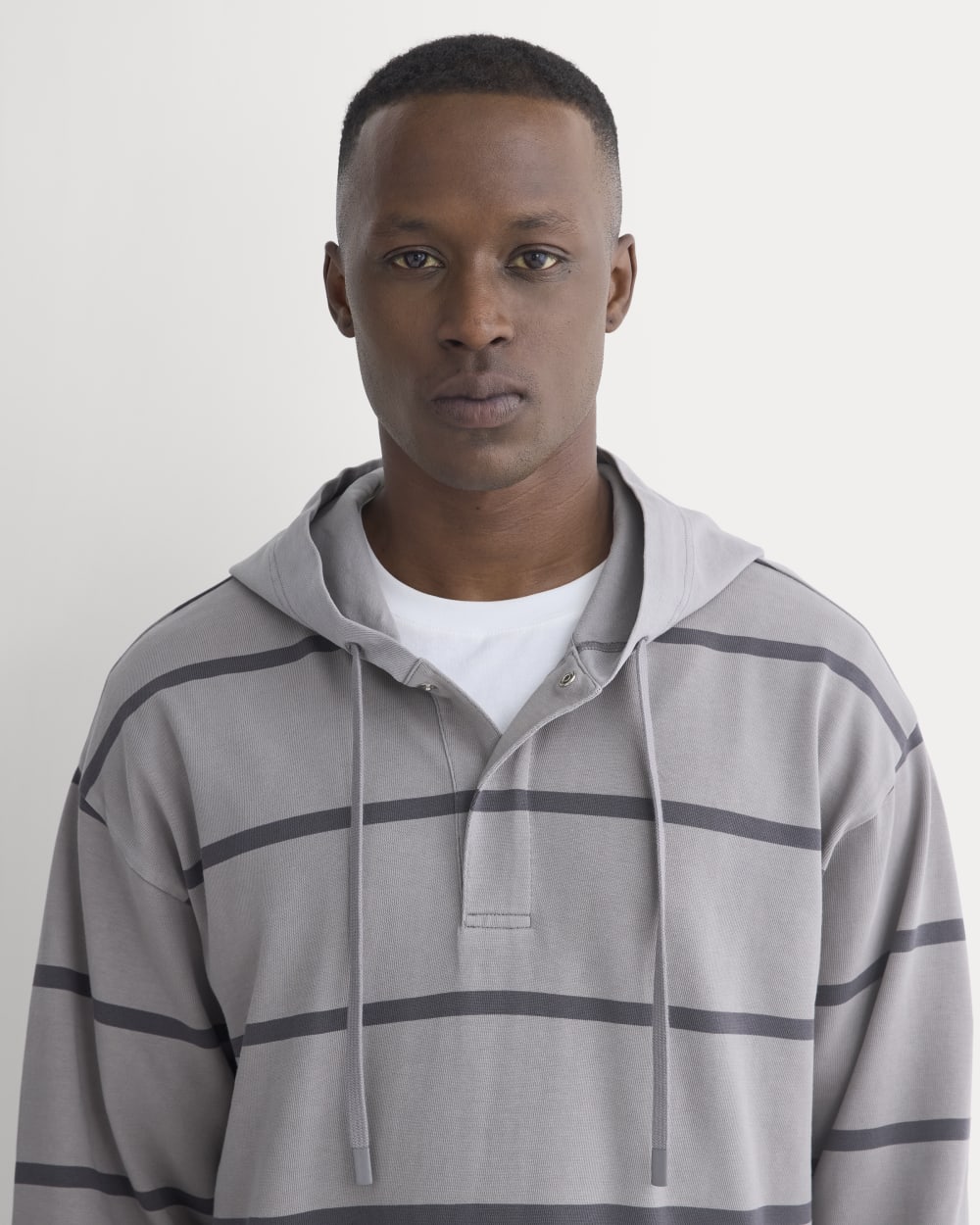 Vintage Rugby Hoodie | Overdye Charcoal Gray Stripe - Image 3