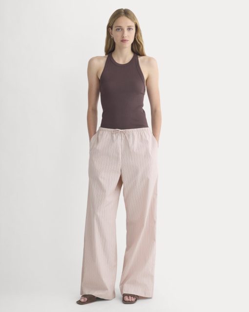 Wide-Leg Drawstring Pant in Washed Poplin | Burnished Lilac/Gardenia