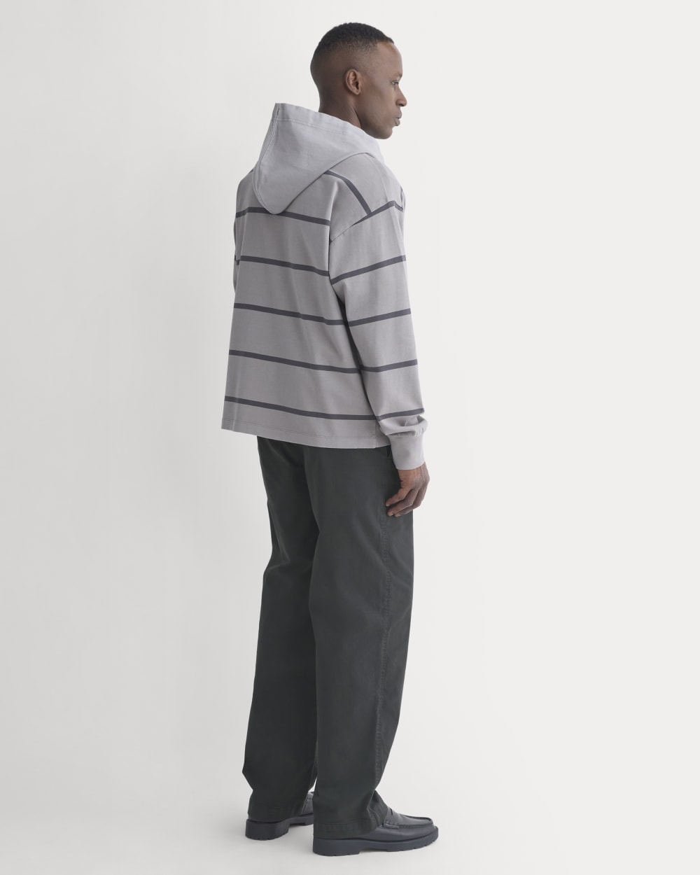 Vintage Rugby Hoodie | Overdye Charcoal Gray Stripe - Image 4