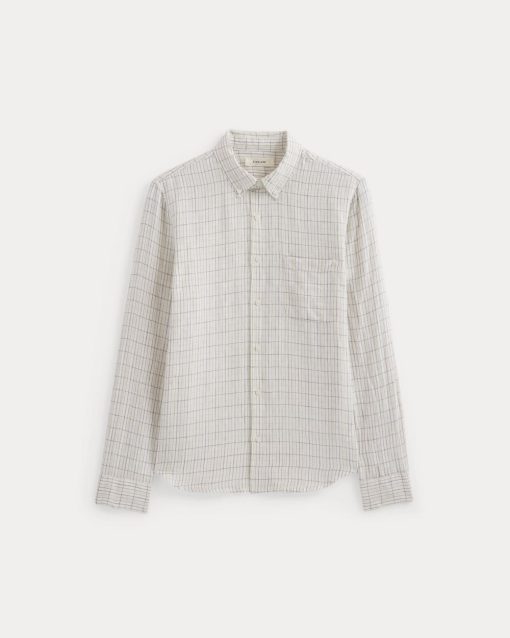 Alternative view of The Classic Shirt in Linen | Bone Plaid