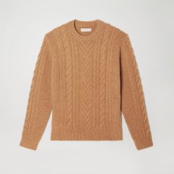 Alternative view of The Felted Merino Cable-Knit Crew | Cappuccino