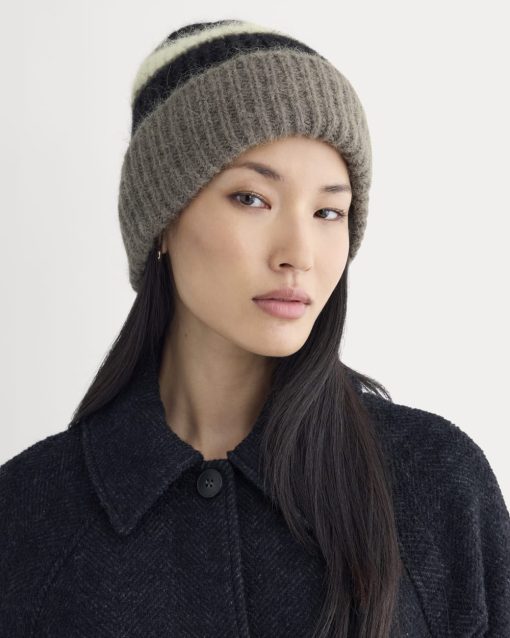 Alternative view of Plush Alpaca Beanie | Mid Grey Heather/Black/Bone