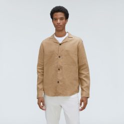 Alternative view of The Long Sleeve Linen Camp Shirt | Iced Coffee