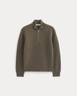 Alternative view of The Felted Merino Half-Zip Sweater | Heather Chocolate Martini