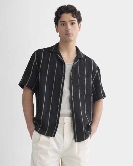 Linen Resort Shirt | Black / Bone