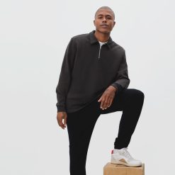 Alternative view of The Track Quarter-Zip Sweatshirt | Black