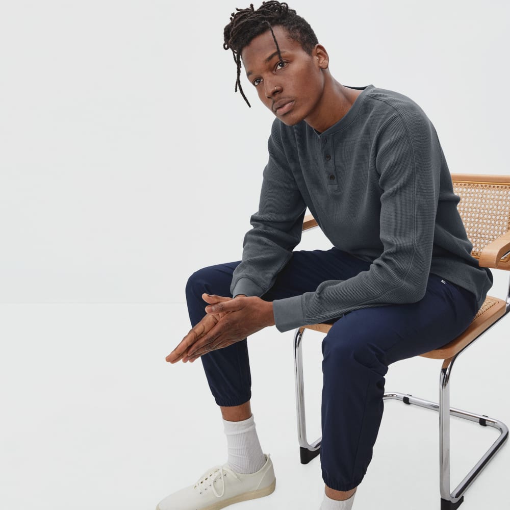 The Waffle Long-Sleeve Henley Tee | Slate - Image 2