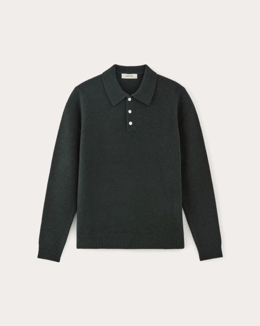 Alternative view of The Classic Polo in Luxe Merino | Heather Scarab Green