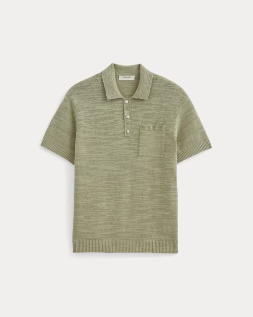 Alternative view of The Cotton Linen Polo | Eucalyptus