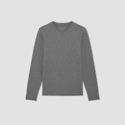 Alternative view of The Essential Organic Long-Sleeve Tee | Heathered Charcoal