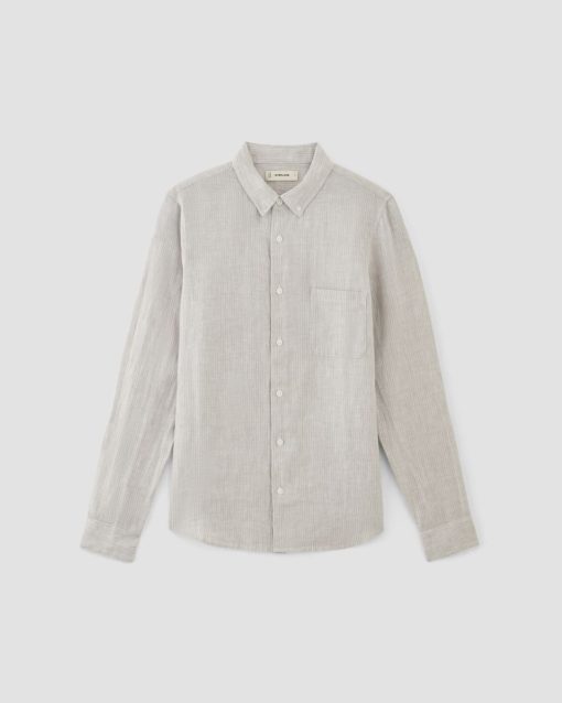 Alternative view of The Classic Shirt in Linen | Stone / White